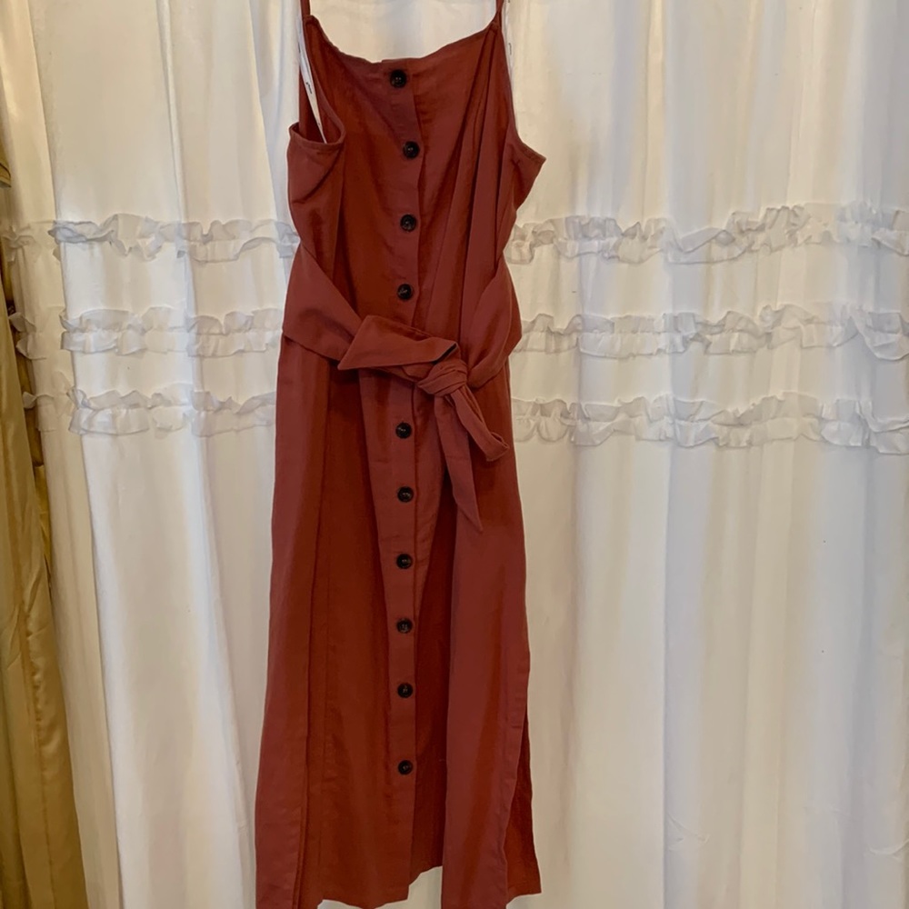 Button Up/Tie Waist Midi Dress